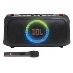 PARLANTE JBL PARTYBOX ON-THE-GO 100W BLUETOOTH A PRUEBA DE SALPICADURAS PORTÁTIL CON MICROFONO INALAMBRICO JBLPBOTGESAM NEGRO