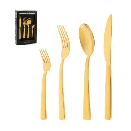 HAMILTON BEACH SET DE CUBIERTOS 24 PZAS ACERO INOXIDABLE POLISH GOLD HPA101G-24