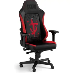 SILLA  GAMING NOBLECHAIRS  HERO EDICIÓN DOOM CUERO SINTÉTICO RESPIRABLE NBL-HRO-PU-DET NEGRO/ROJO