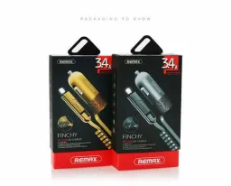 CARGADOR CARRO USB LIGHTNING MICRO B RCC103 FINCHY REMAX NEGRO